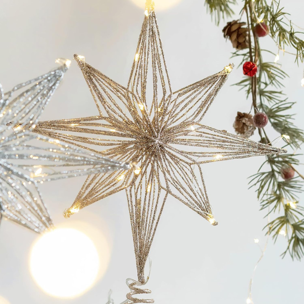 Star Tree Topper - 30 cm Led Stern Weihnachtsbaum Topper