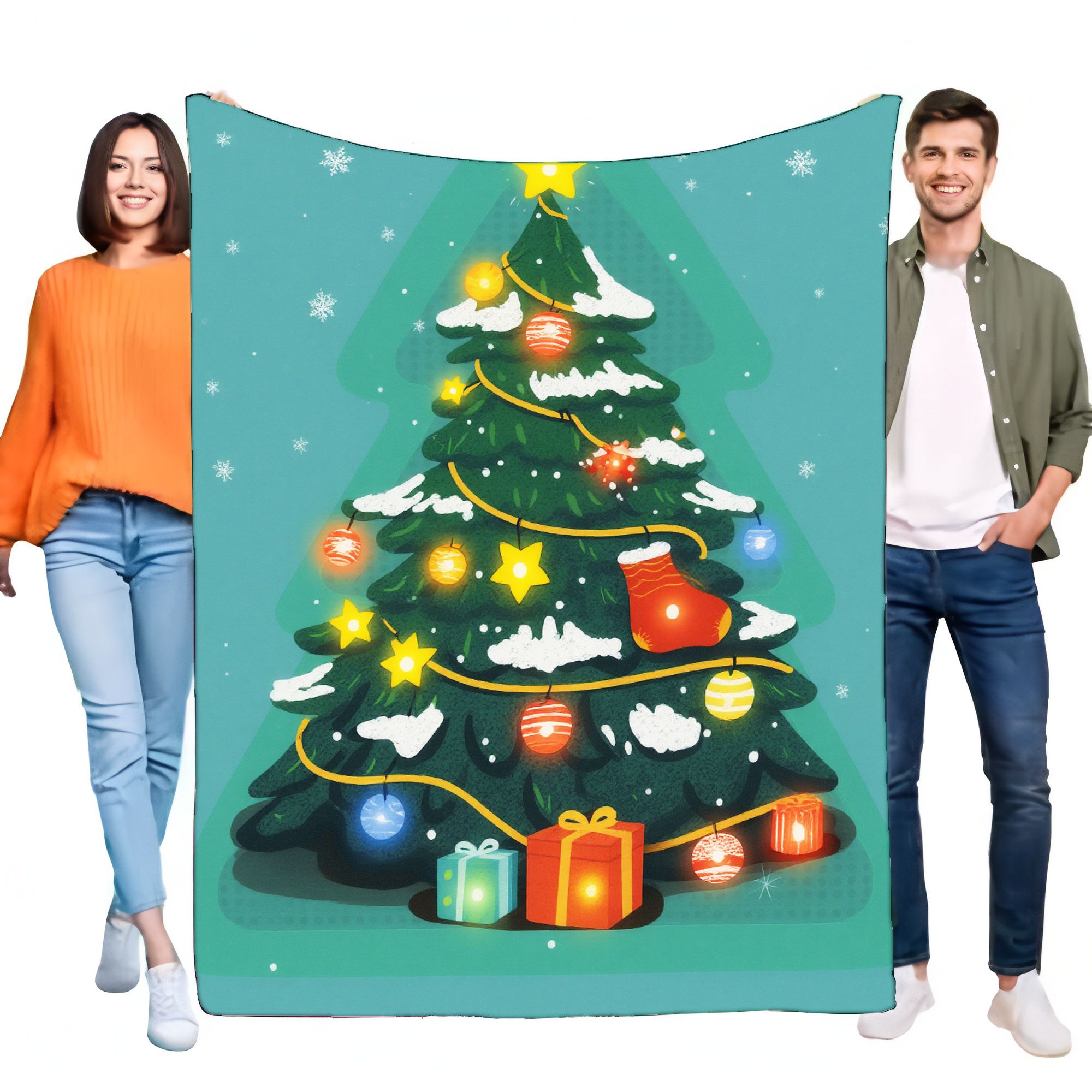 Christmas Throw Blanket - Weihnachtsbaumdecke, weiche Plüsch-Überwurf, gemütliche Decke für