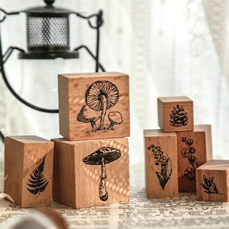 Gift Box Wrap Set - Siegelset für Kartenarbeiten, 7-teilige Holzblöcke in