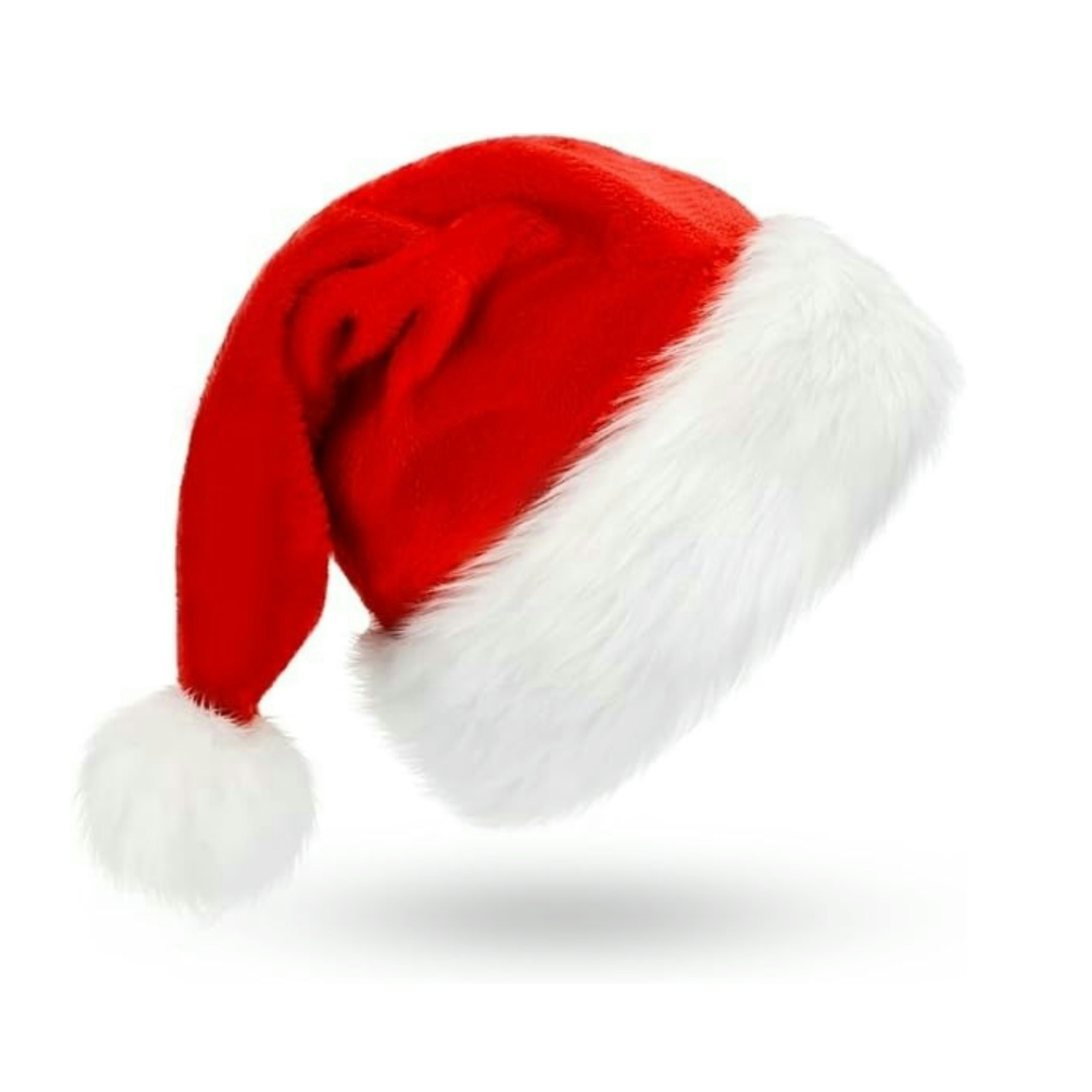 Santa Hat Plush - Flauschiges rotes Weihnachtsmannmützen-Set mit Plüschrand und