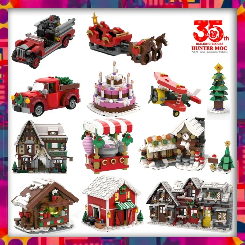 Advent Calendar Gift - Weihnachten 2023 Winterdorf Weihnachtshäuser Blockbuild Urlaubshaus