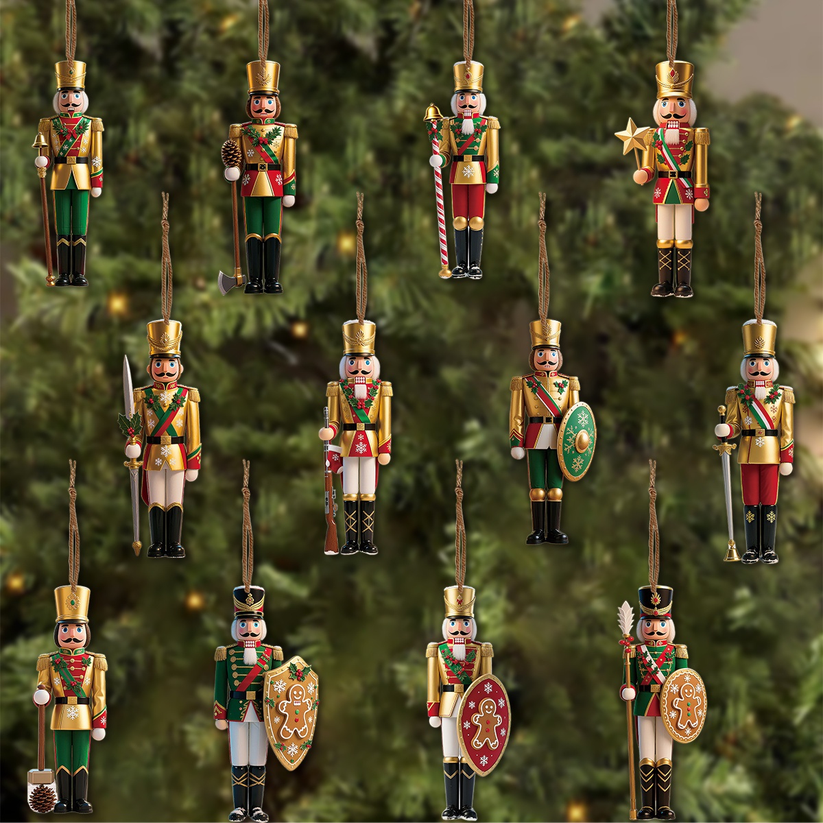 Nutcracker Figurine - 12 stücke 2D Flache Holz Weihnachten