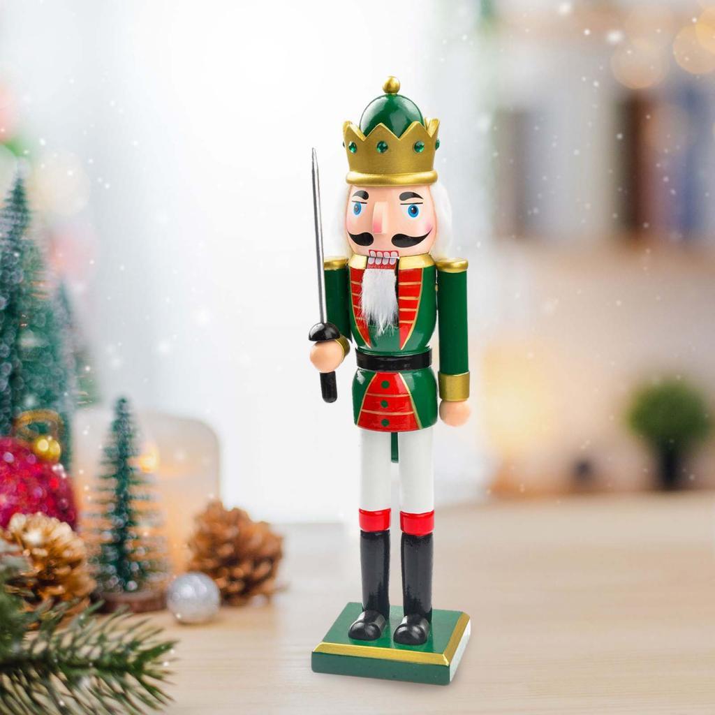 Nutcracker Figurine - 25 cm große Weihnachts-Nussknacker-Figur aus Holz,