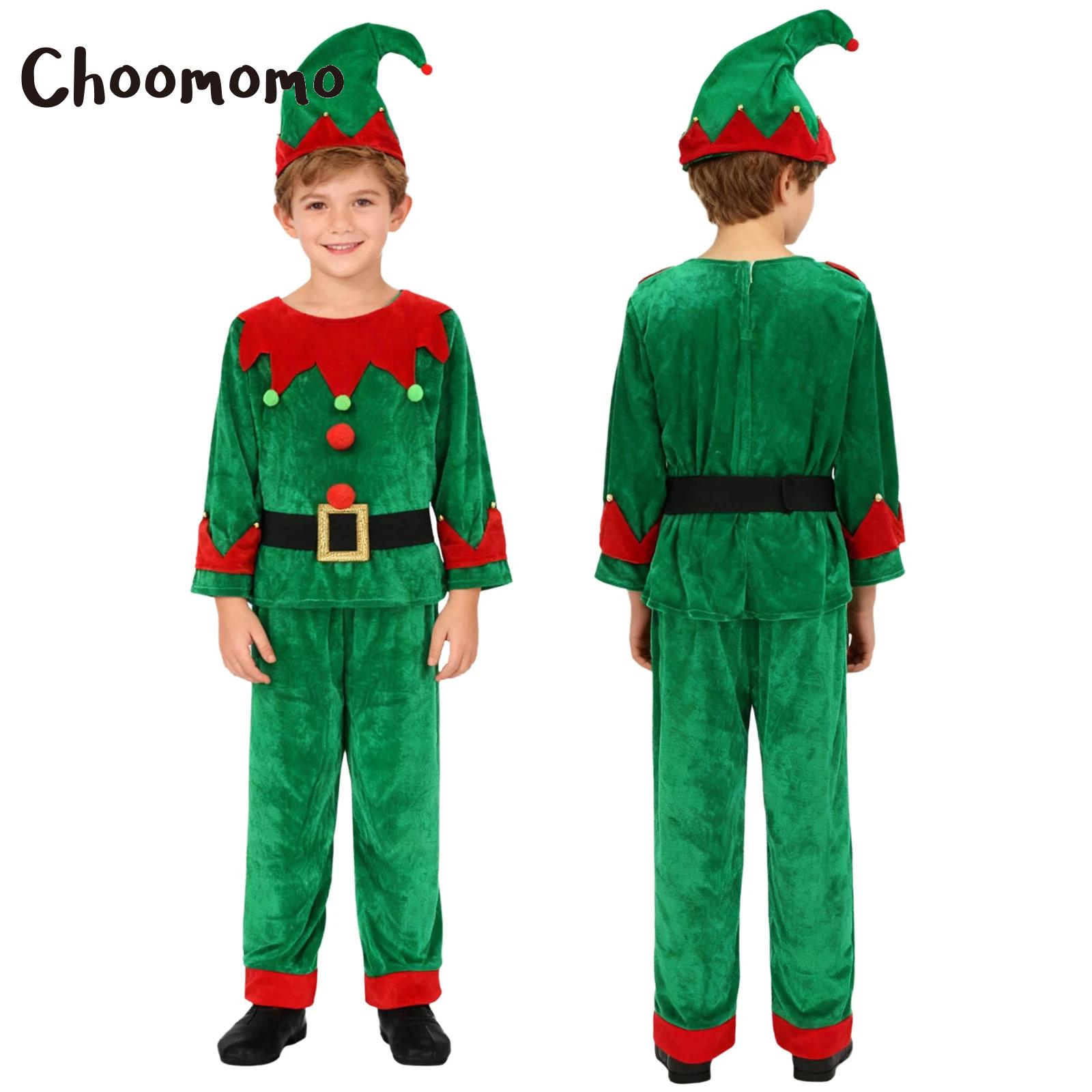 Elf Costume Christmas - Weihnachtselfen-Kostüm für Jungen, Weihnachtsmann-Set mit Hemd,