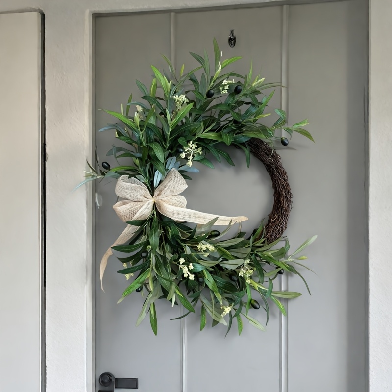 Christmas Wreath Fake - 2025, künstlicher Olivenkranz, Wandbehang, Weihnachten, Halloween,