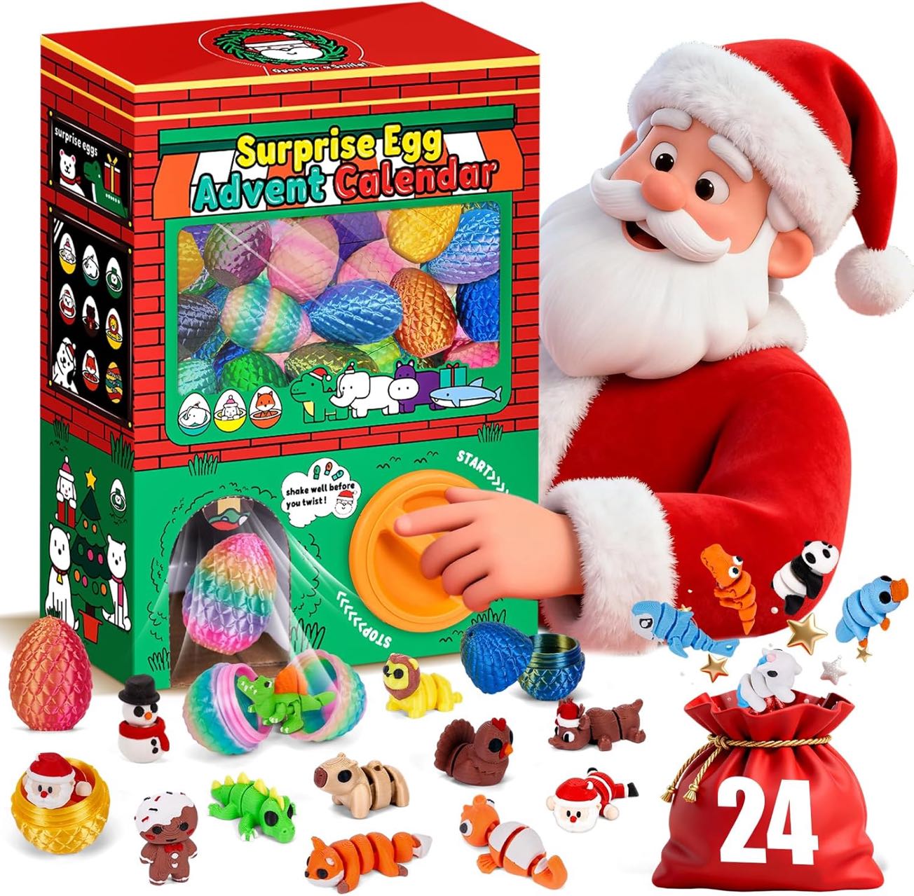 Advent Calendar Gift - 24 Stück 3D-Gedruckte Überraschungseier Blind Box