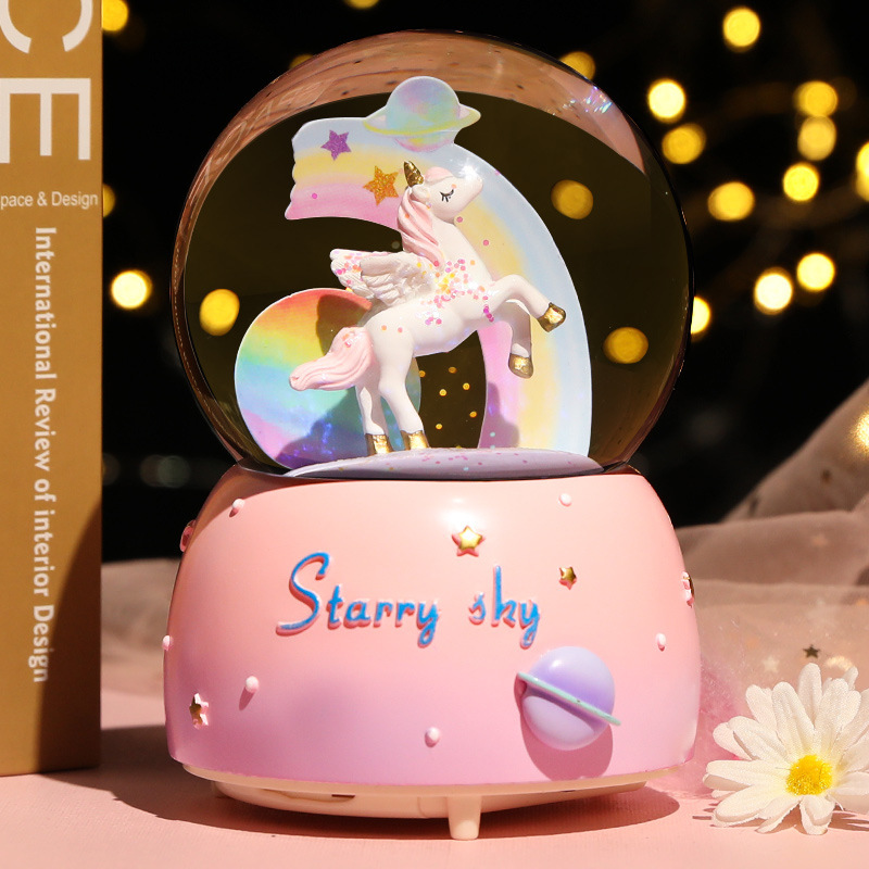 Snow Globe Musical - Neue Kristallkugel Spieluhr Mädchen Herz Einhorn