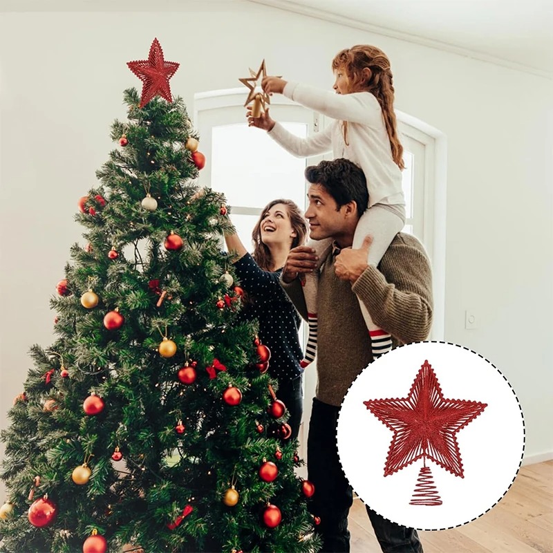 25 cm Rot Glitter Weihnachtsba – Star Tree Topper Bewertung und Preis