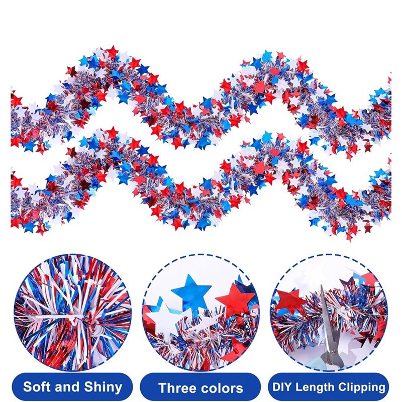 DTA4 52,5 Fuß patriotische Gli – Tinsel Garland Decoration Bewertung und Preis