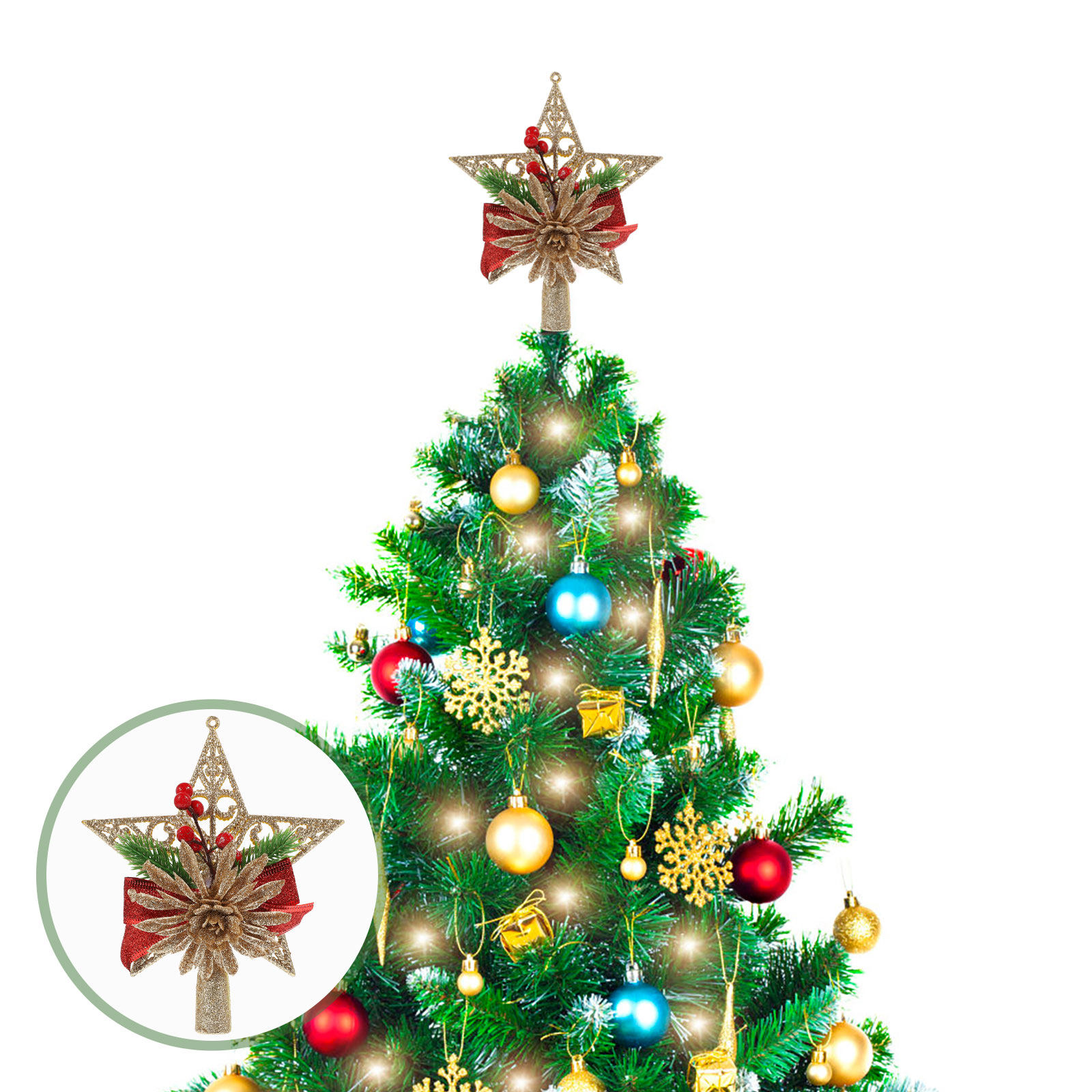 1 Stück Weihnachtsbaumspitze,  – Star Tree Topper Bewertung und Preis