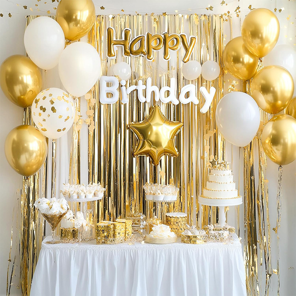 2er-Pack Gold Metallic Folien- – Tinsel Garland Decoration Bewertung und Preis